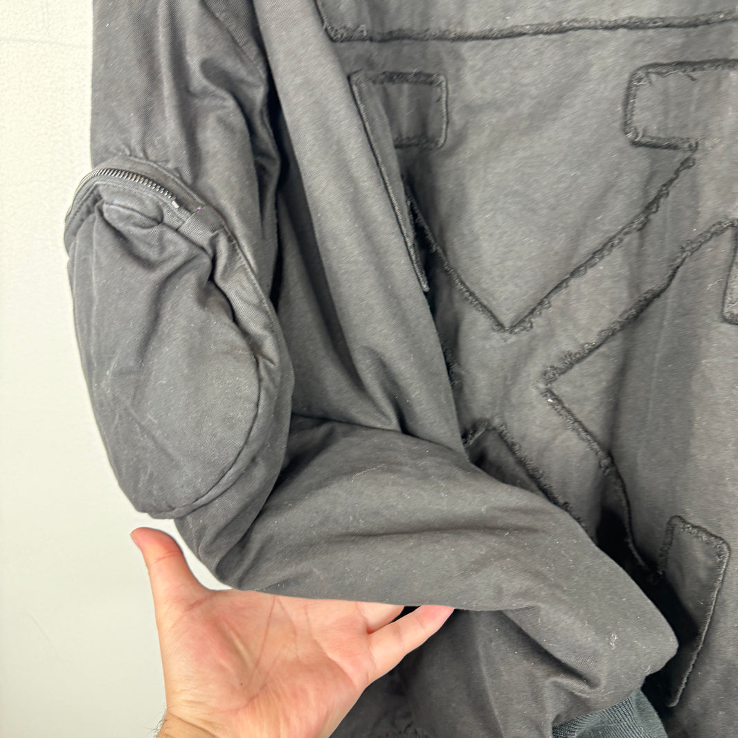 Off White Black Hooded Bomber Jacket