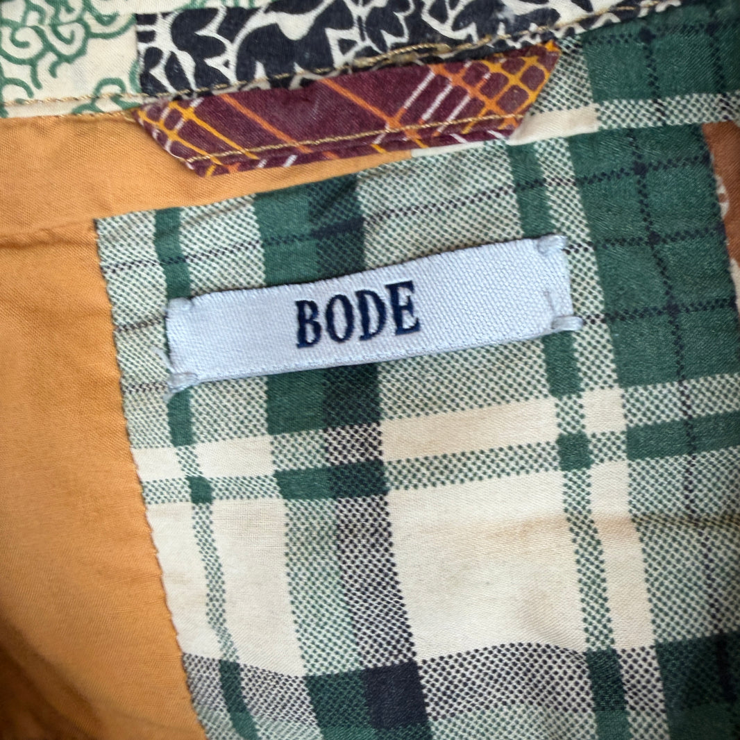 Bode Diagonal Square Patchwork Button Up LS Shirt