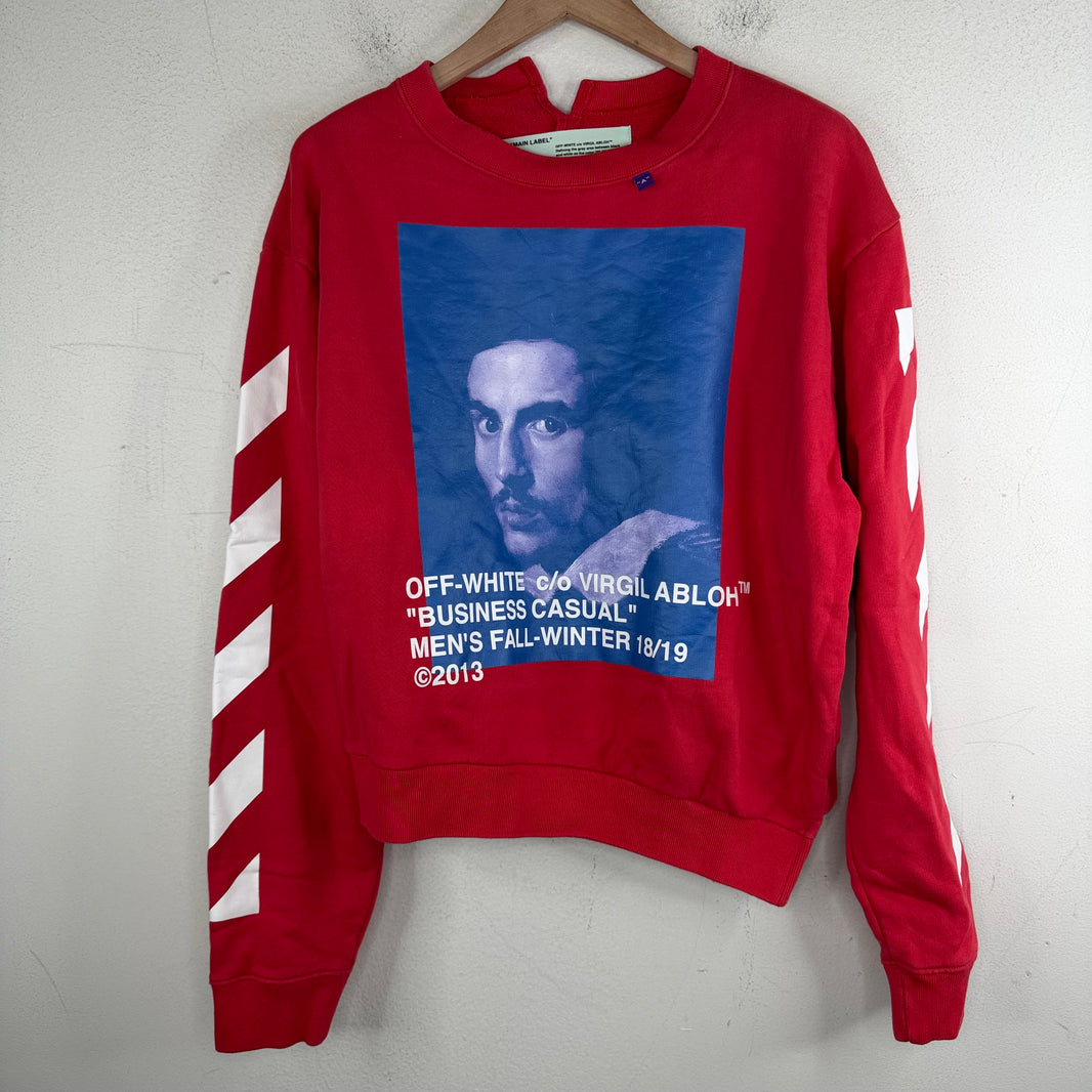 Off White Business Casual Red Crewneck