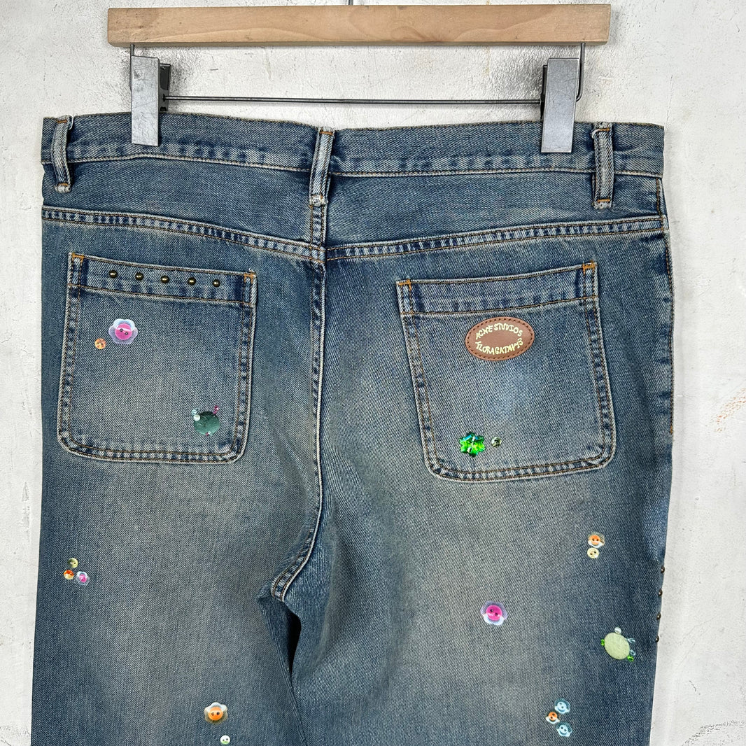 Acne Studios Sticker Floragatan Flared Jeans