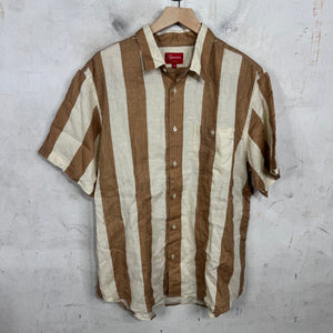 Supreme Tan/White Wide Striped Linen Shirt