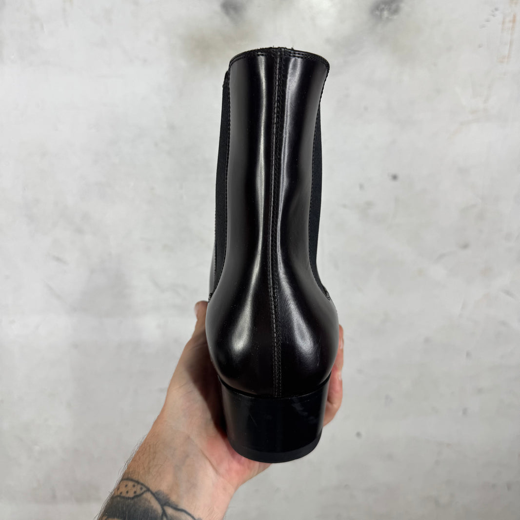 Saint Laurent Dark Brown Leather Wyatt Boots