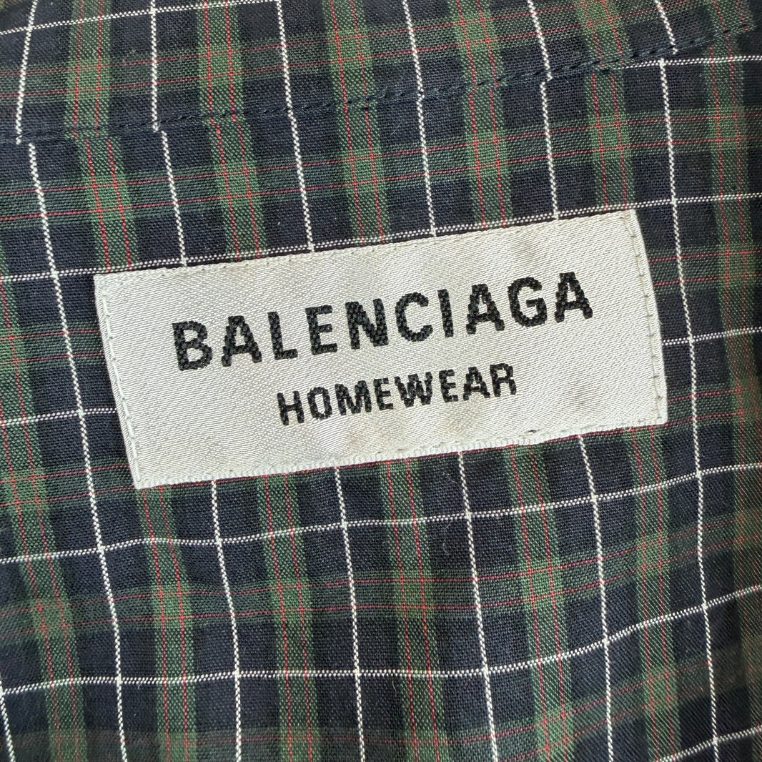 Balenciaga Olive Checkered Button Up Pajama Shirt