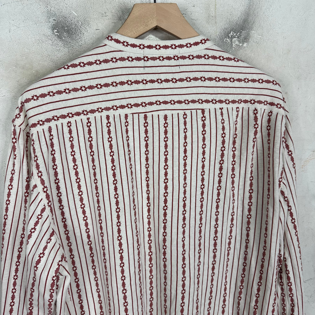 RRL Half Button Red Patterned Linen Shirt