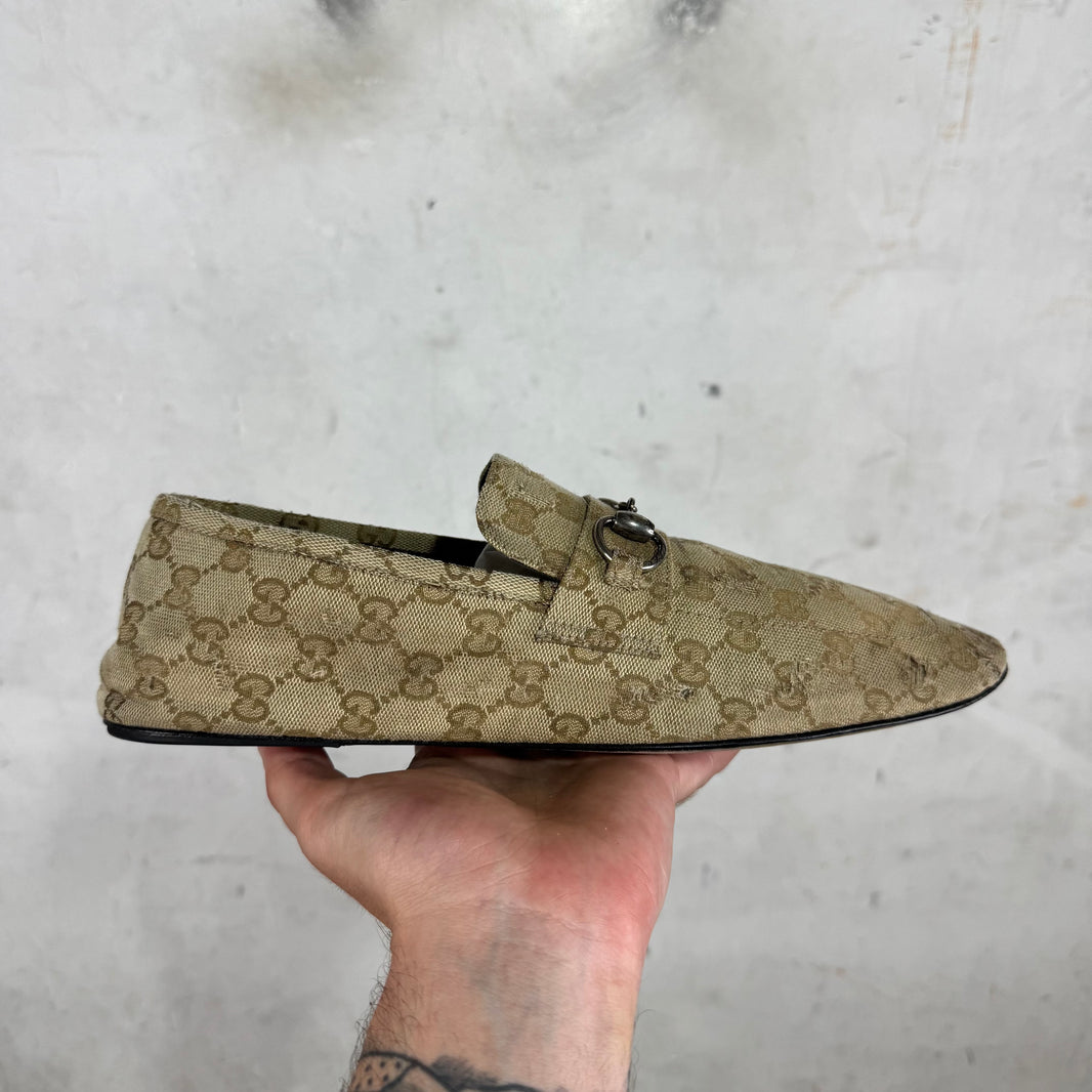Gucci Monogram Distressed Raggazo Mules