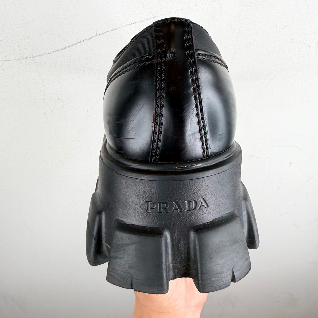 Prada Nylon/Leather Monolith Derbies