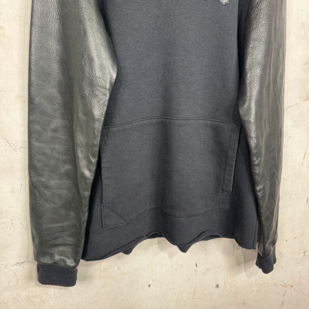 Chrome Hearts Triple Cross Leather Sleeved Crewneck