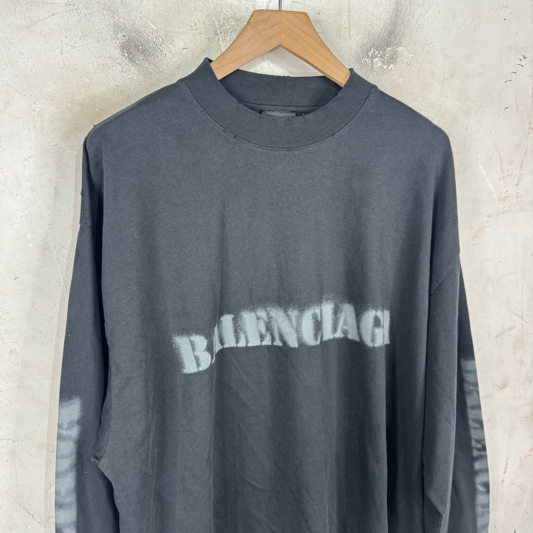 Balenciaga Sprayed Logo L/S T-Shirt