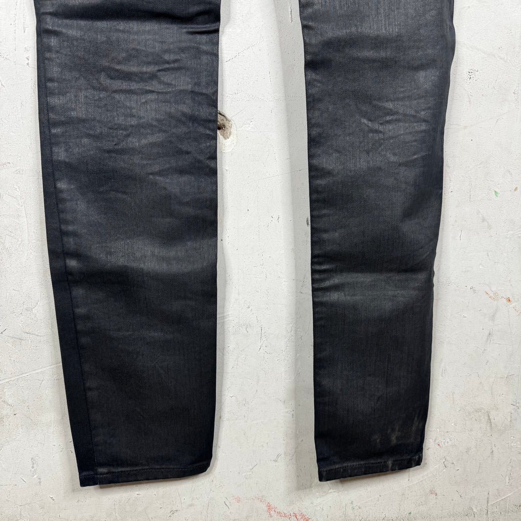 YSL Black Waxed Blue Jeans