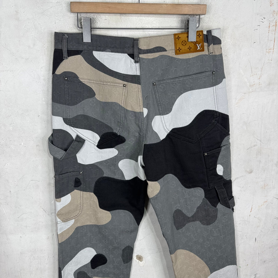 Louis Vuitton Kid Super Paneled Camo Monogram Jeans