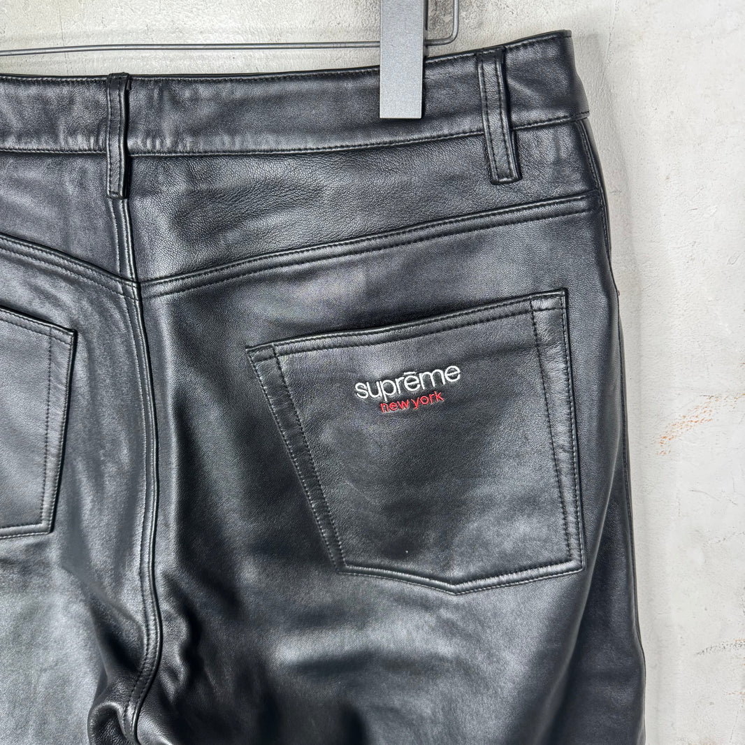 Supreme Logo Leather Shorts
