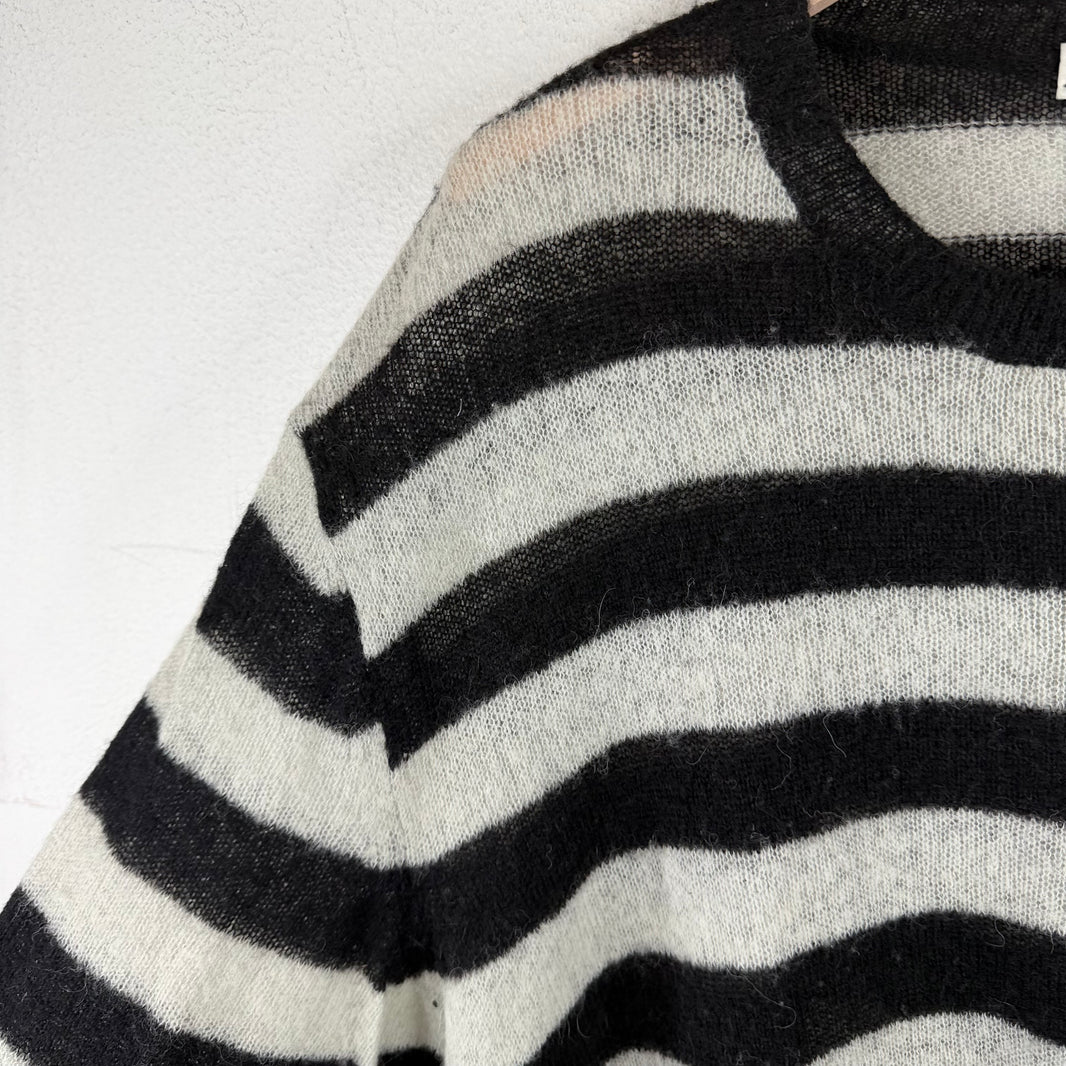 Dries Van Noten Striped/Cheetah Thin Knit Sweater