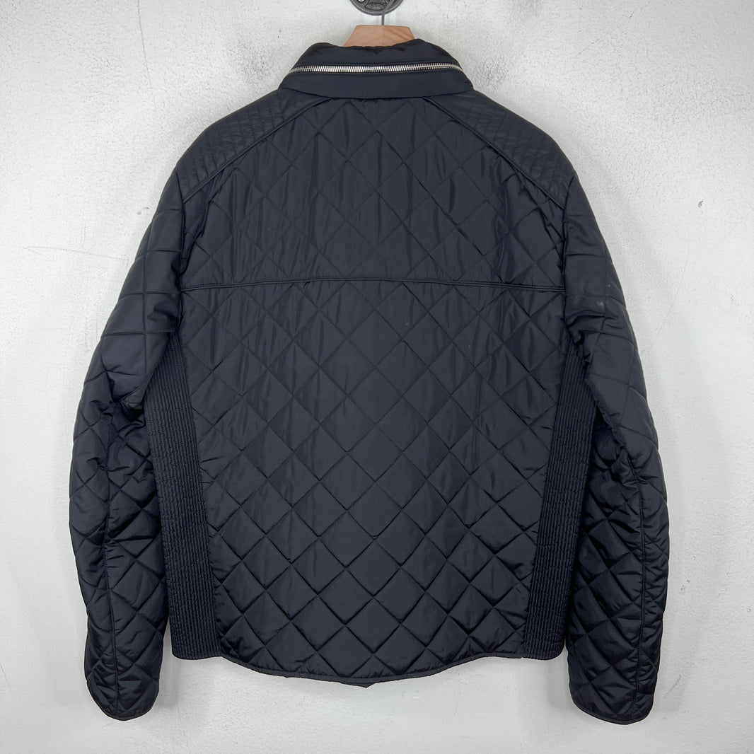 Prada Black Quilted Nylon Badge Zip Up Jacket