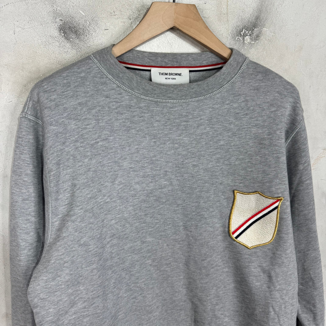 Thom Browne Grey Badged Crewneck