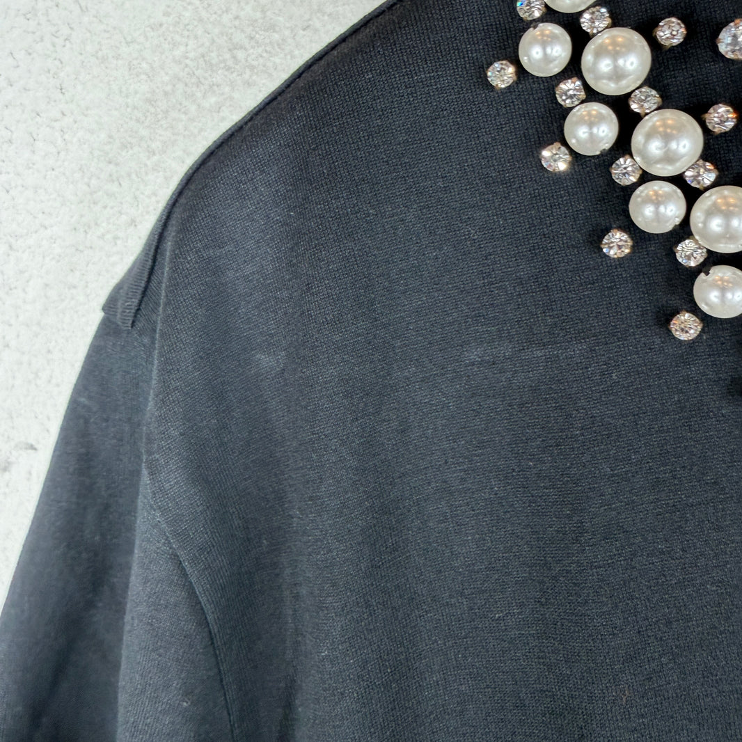 Givenchy Pearl/Crystal Neck Embellishment T-Shirt