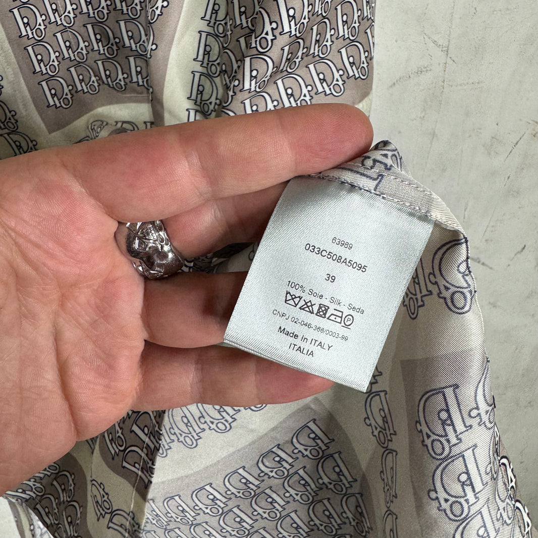 Dior Silk Grey/White Oblique Shirt