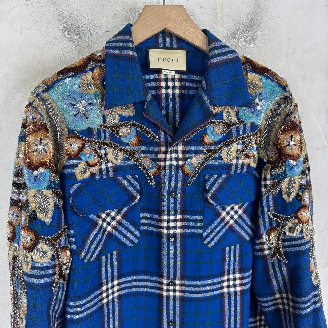Gucci Sequined Crystal Plaid Flannel