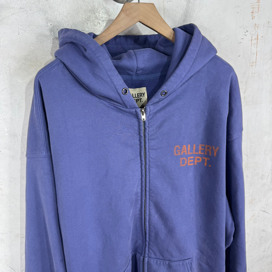 Gallery Dept Purple Zip Logo Hoodie