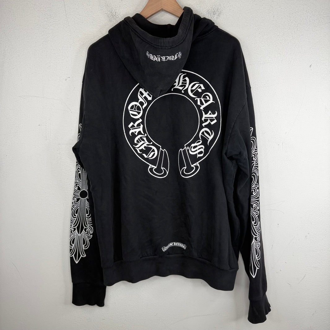 Chrome Hearts Smoked Horseshoe Fleur Zip-Up Hoodie