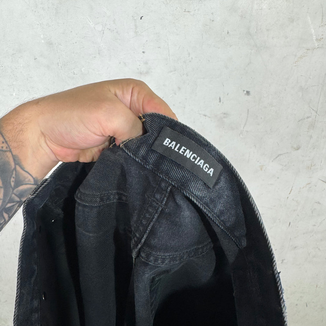 Balenciaga Black Flare Baggy Denim Shorts