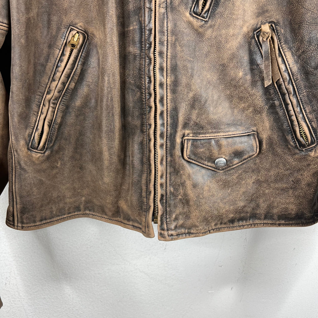 RRL Distressed Moto Leather Cowhide Jacket