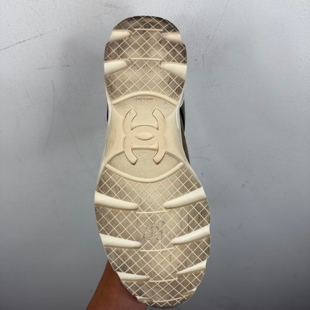 Chanel Olive Canvas Trainers