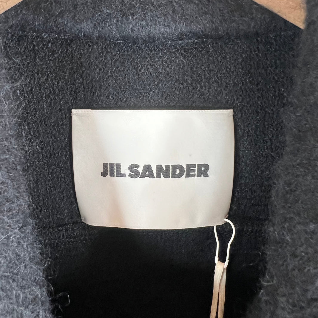 Jil Sander Black Alpaca/Wool Blend Snap Button Overshirt
