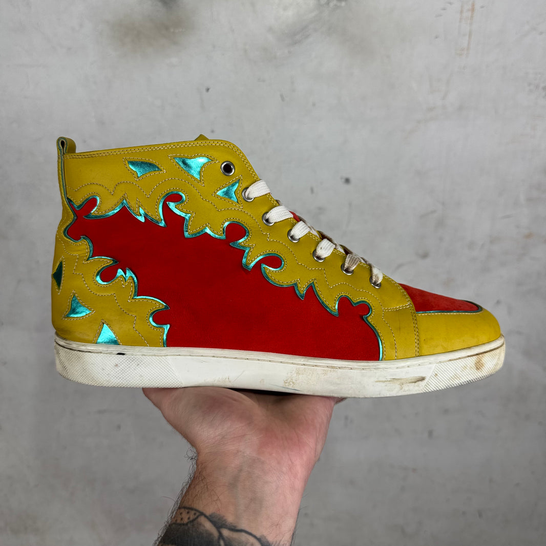 Christian Louboutin Orange/Yellow Cutout Sneakers