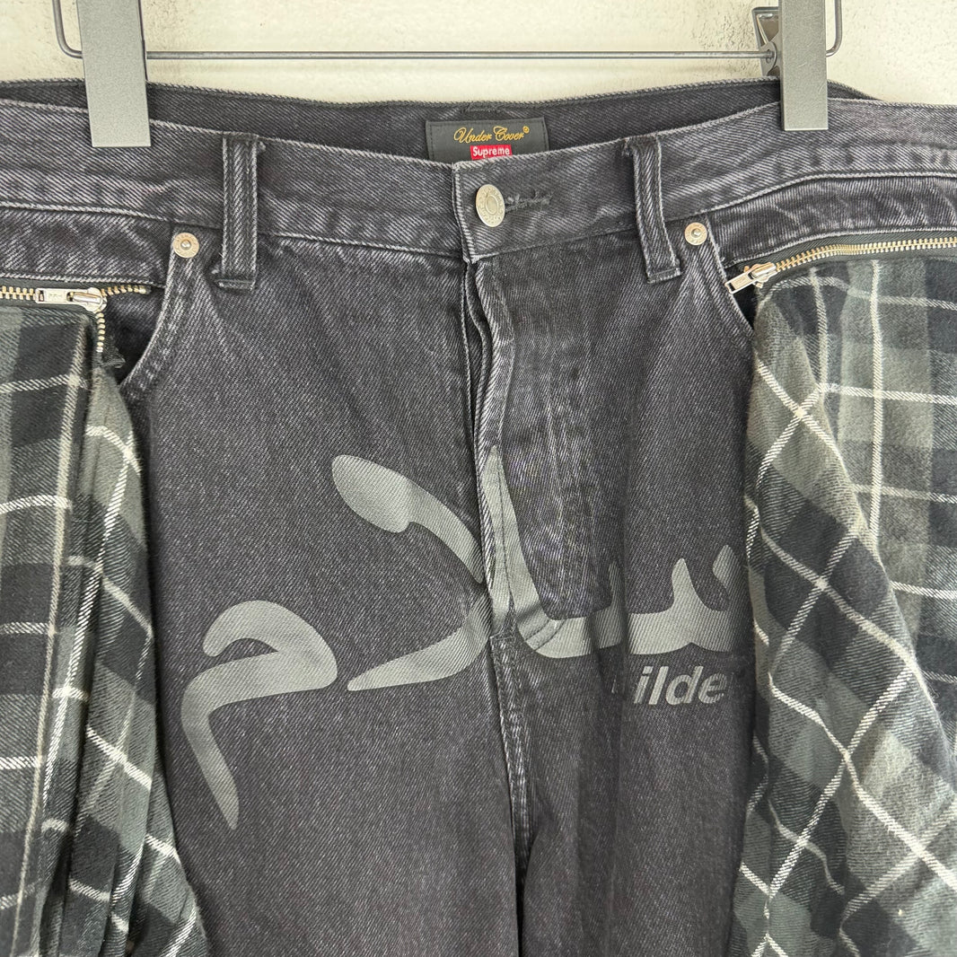 Supreme Undercover Black Layered Flannel Jeans