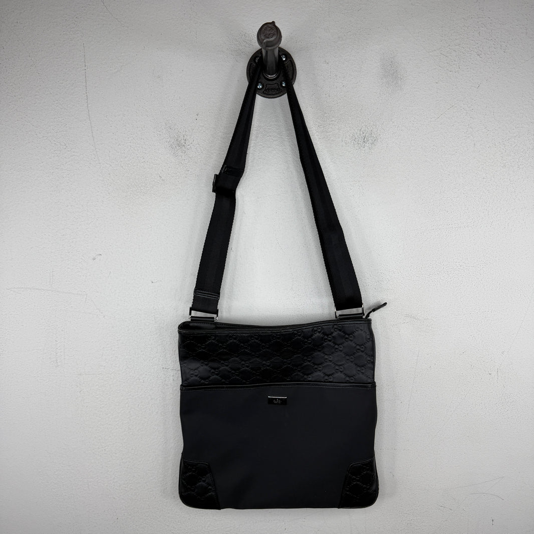 Gucci Leather Monogram Messenger Bag