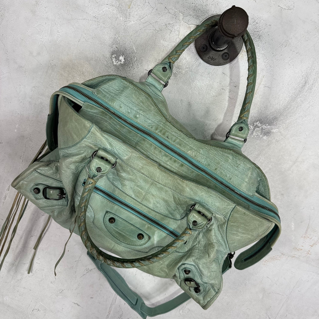Balenciaga Teal City Bag