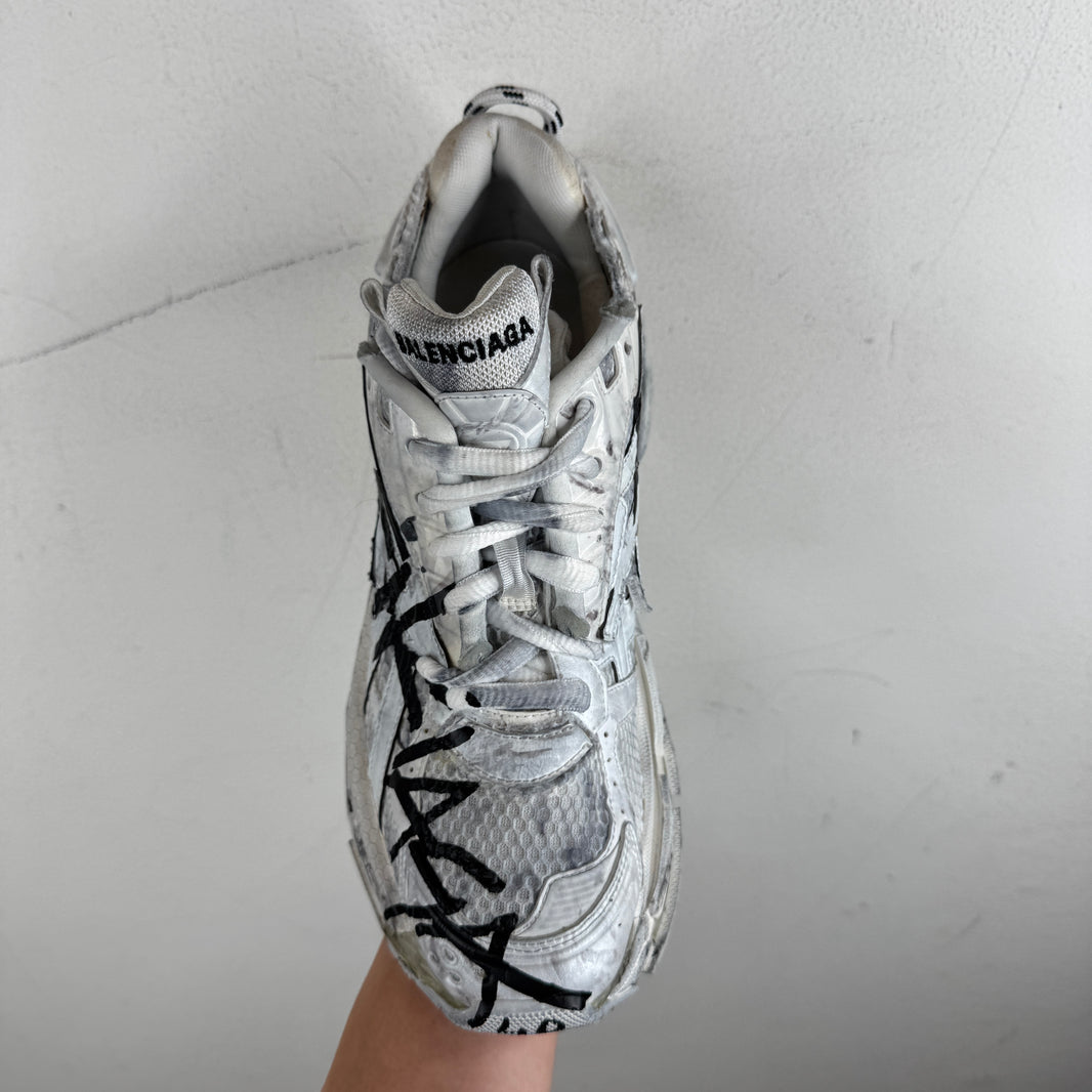Balenciaga White Sample Graffiti Runner Sneakers
