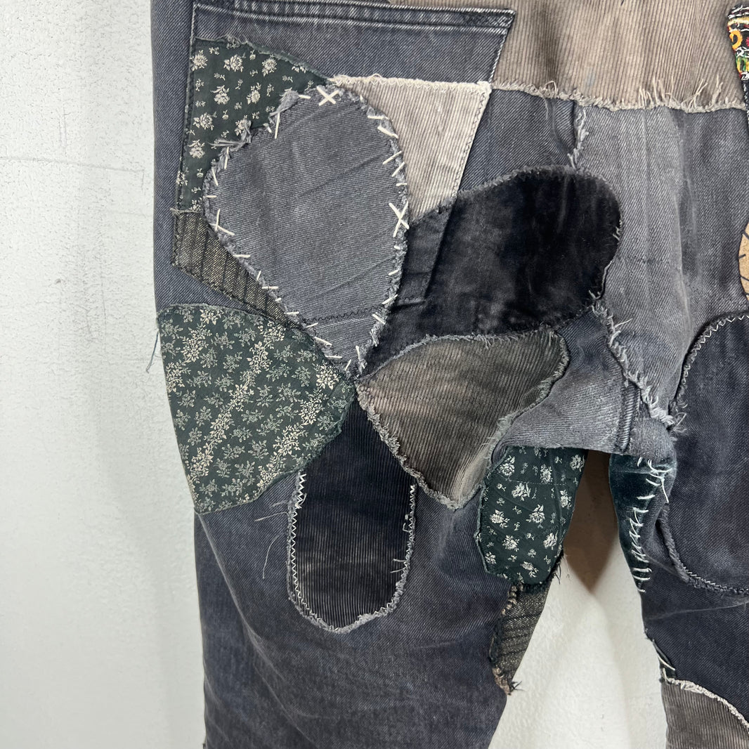 Kapital Black Patchwork Straight Denim Jeans