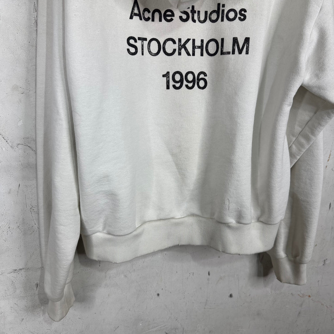 Acne Studios White Stockholm Logo Pullover Hoodie