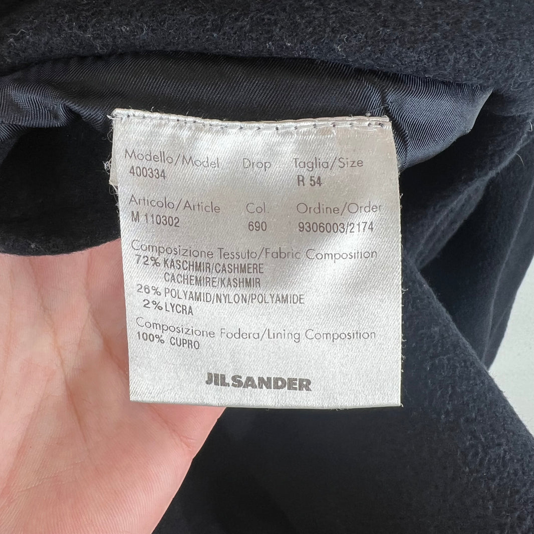 Jil Sander Navy Cashmere Blend Double Breasted Peacoat