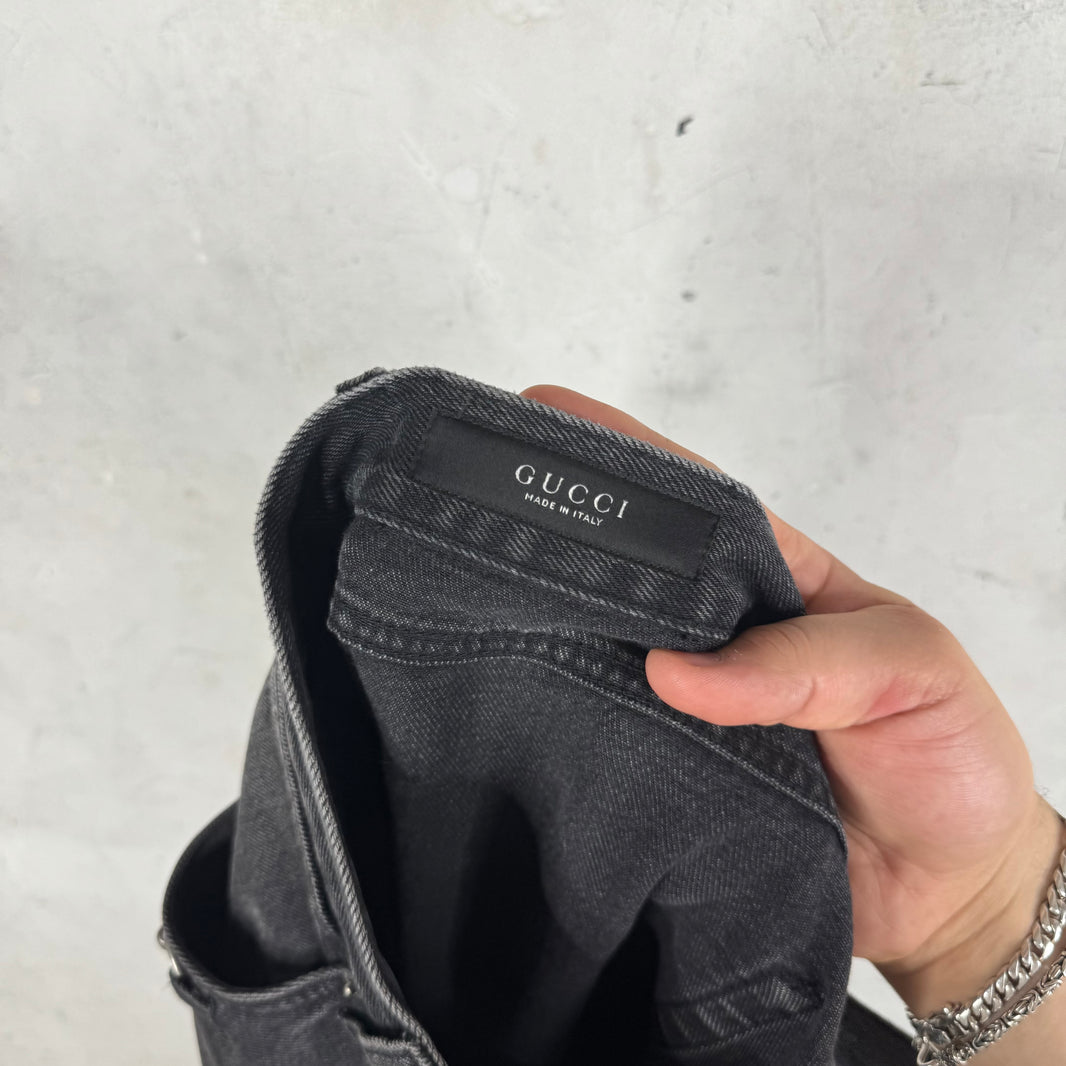 Gucci Washed Black Horsebit Jeans
