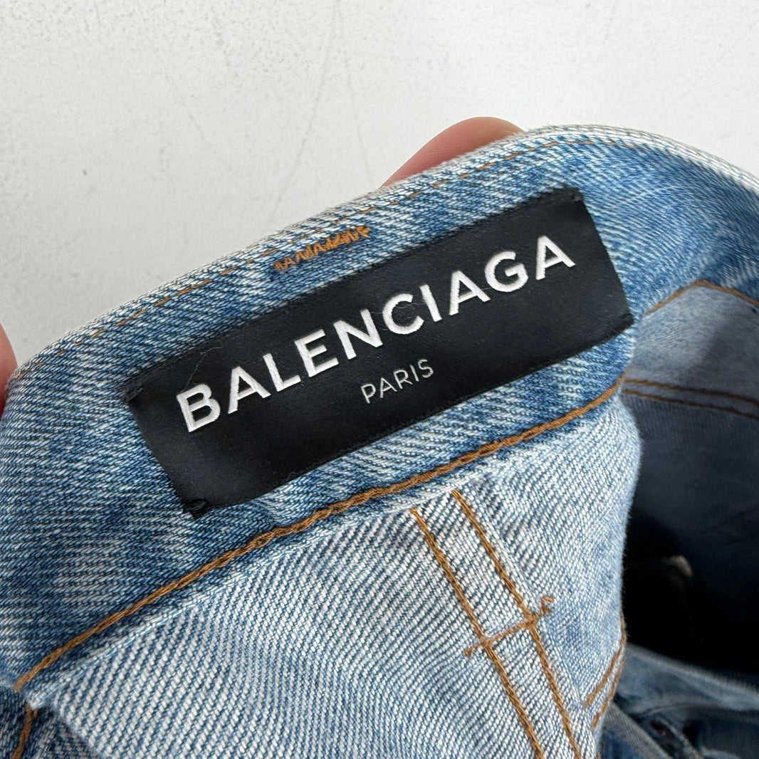 Balenciaga Blue Denim 3 Way Convertible Jeans