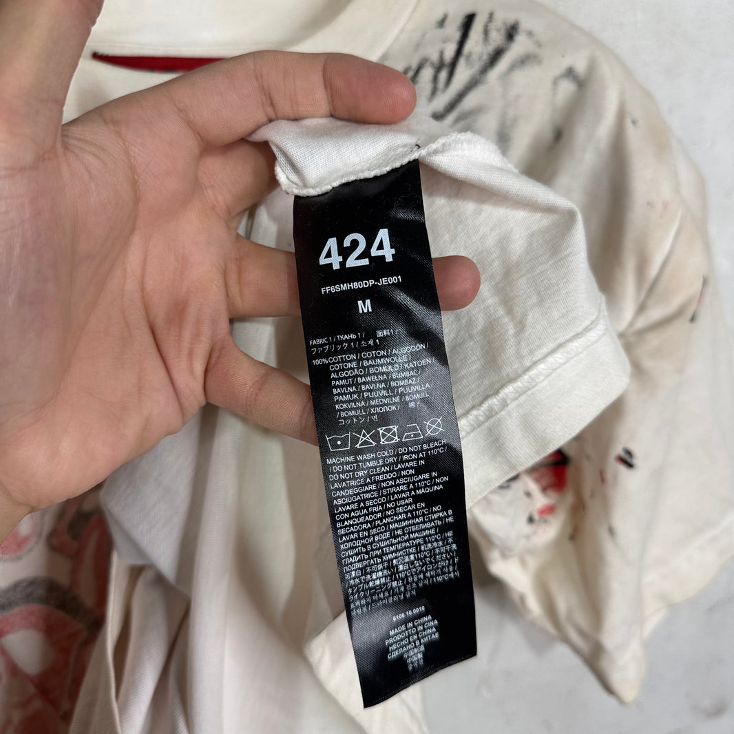 424 Rolling Stones Sprayed Shoulder Pad T-Shirt