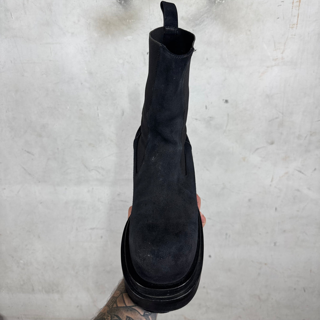 Rick Owens Black Suede Bogun Boots