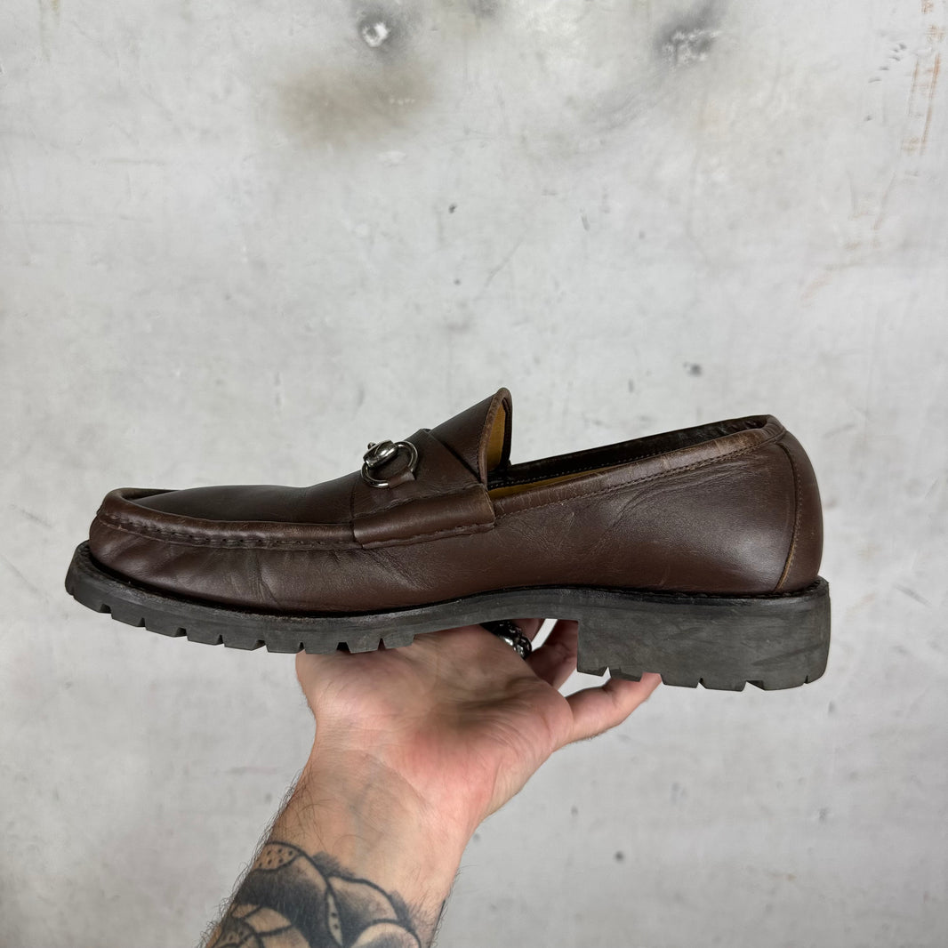 Gucci Brown Horsebit Lug Loafer
