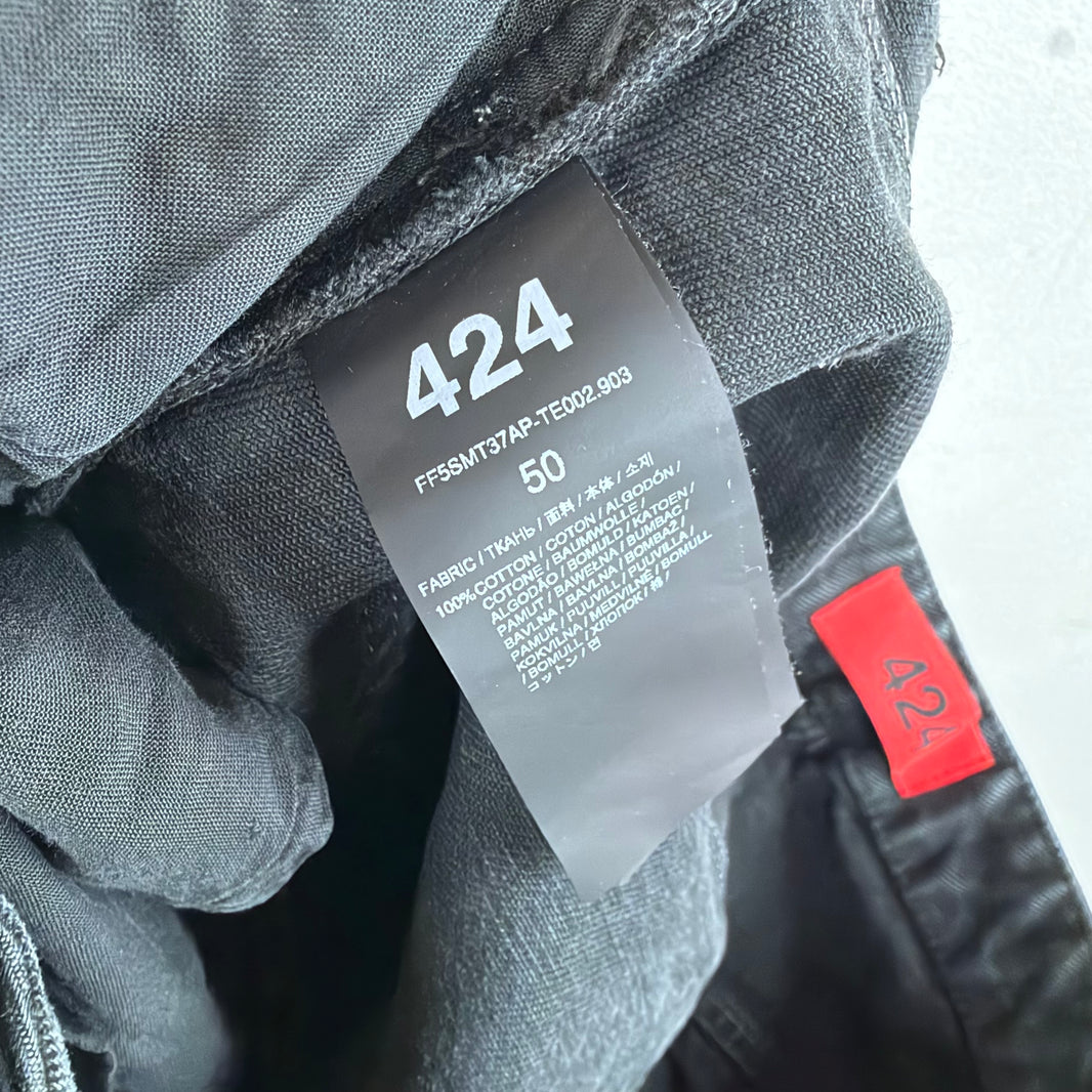 424 Black Denim Long Shorts