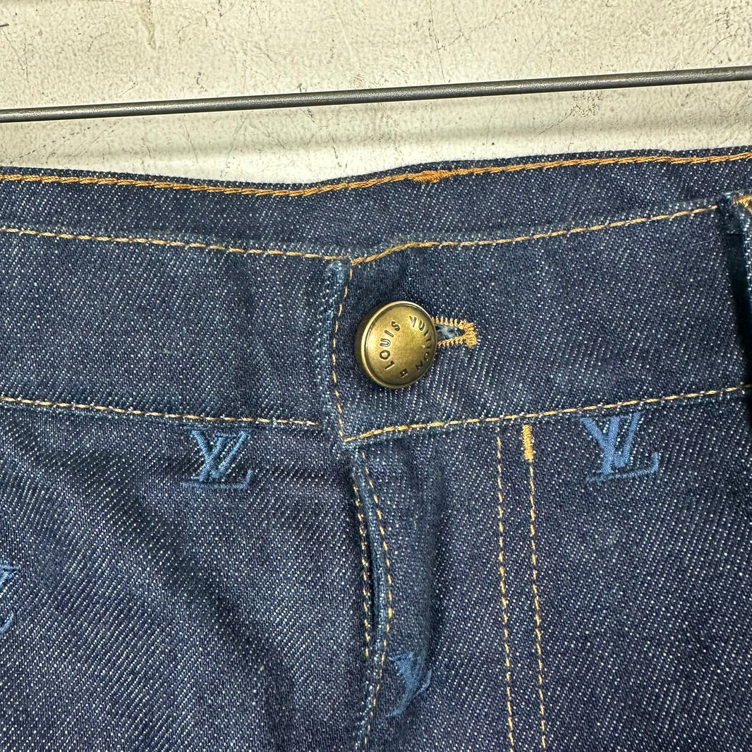Louis Vuitton Dark Wash Monogram Blue Jeans