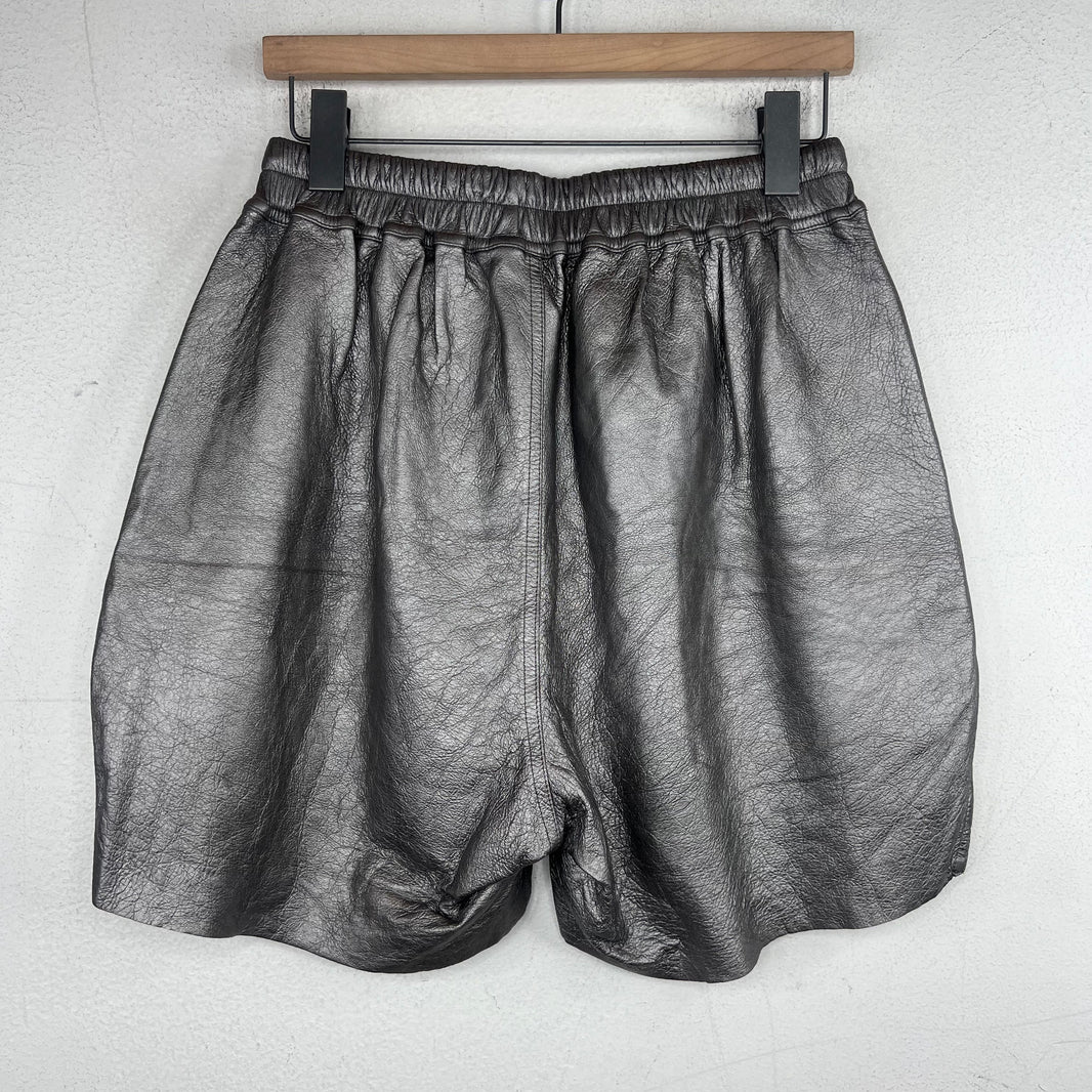 Rick Owens Leather Gunmetal Boxer Shorts