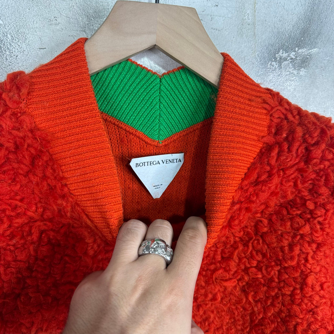 Bottega Veneta Red Fleece V-Neck Sweater