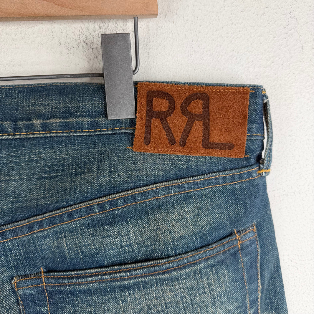 RRL Straight Leg Whiskered Jeans