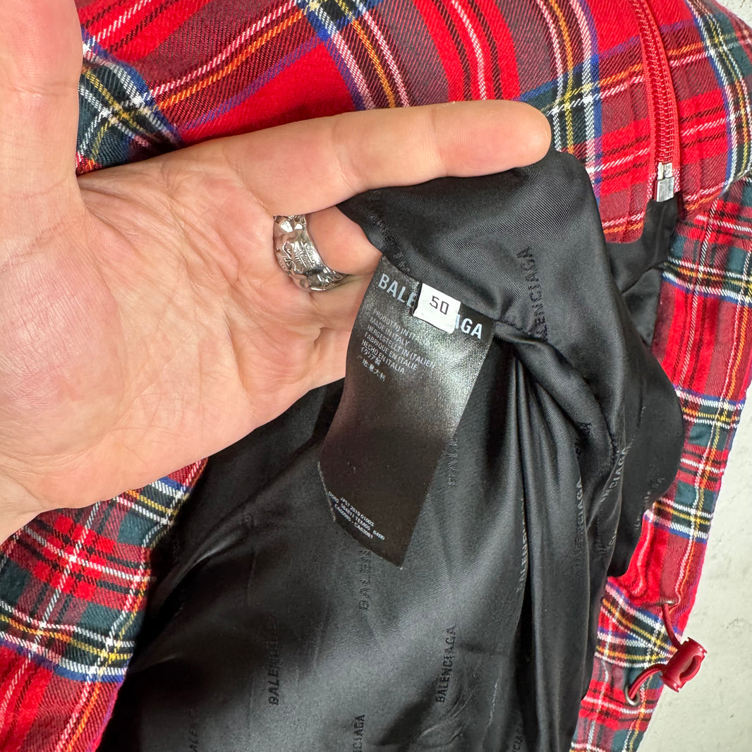 Balenciaga Tartan Plaid Padded Jacket