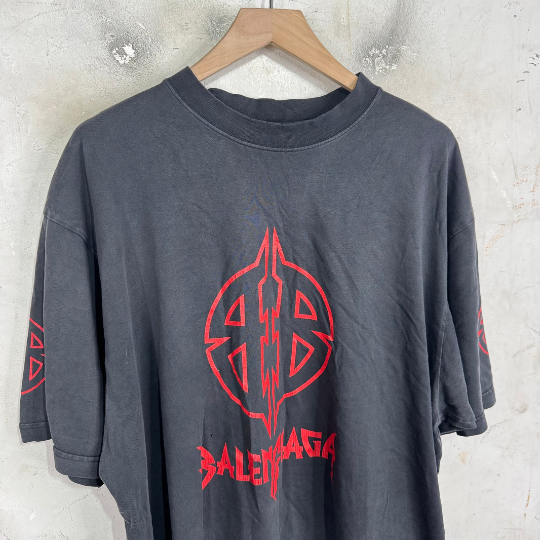 Balenciaga Red Metal Logo T-Shirt