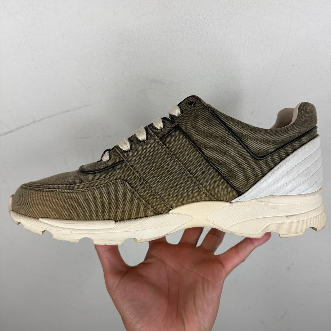 Chanel Olive Canvas Trainers