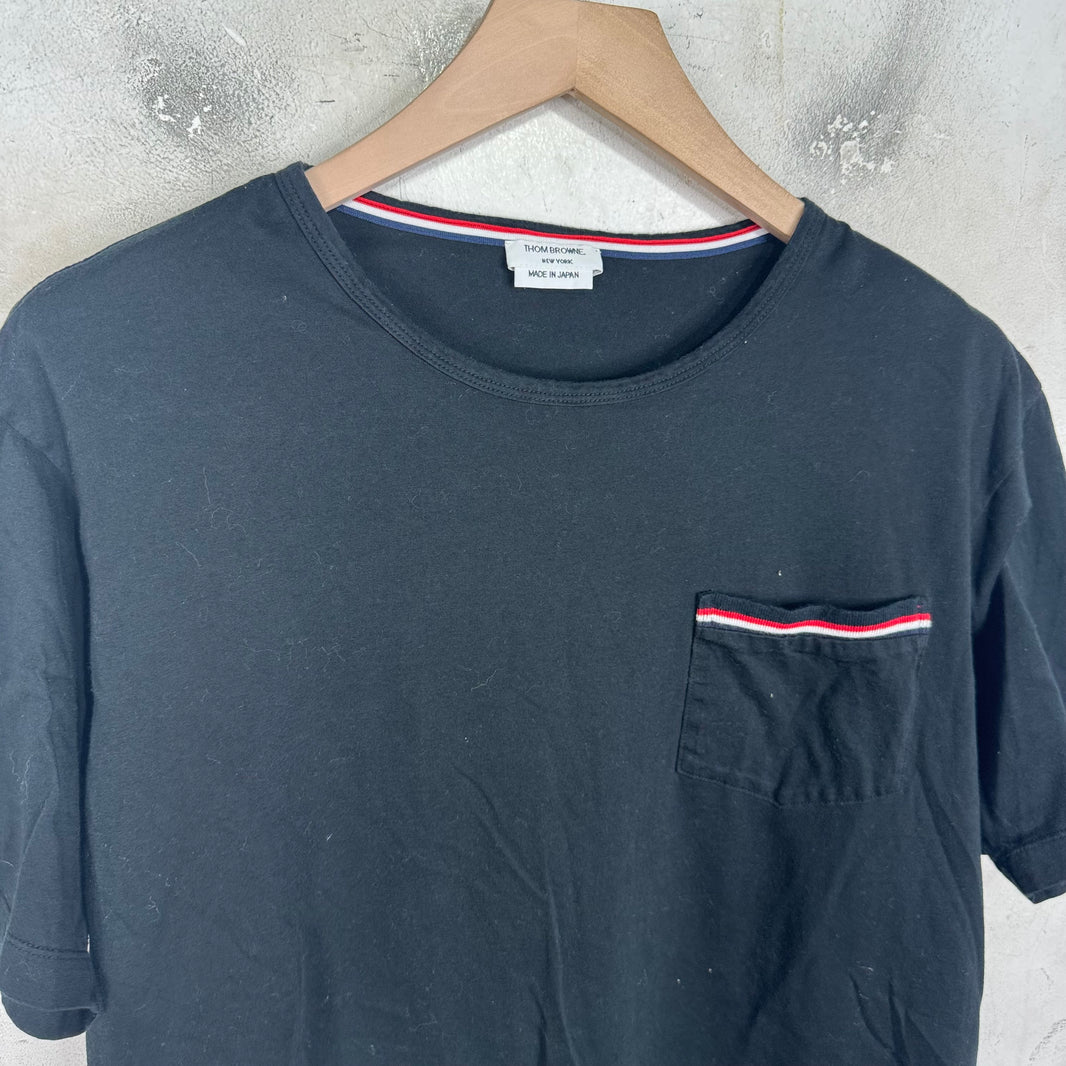 Thom Browne Stripe Trim Pocket T-Shirt