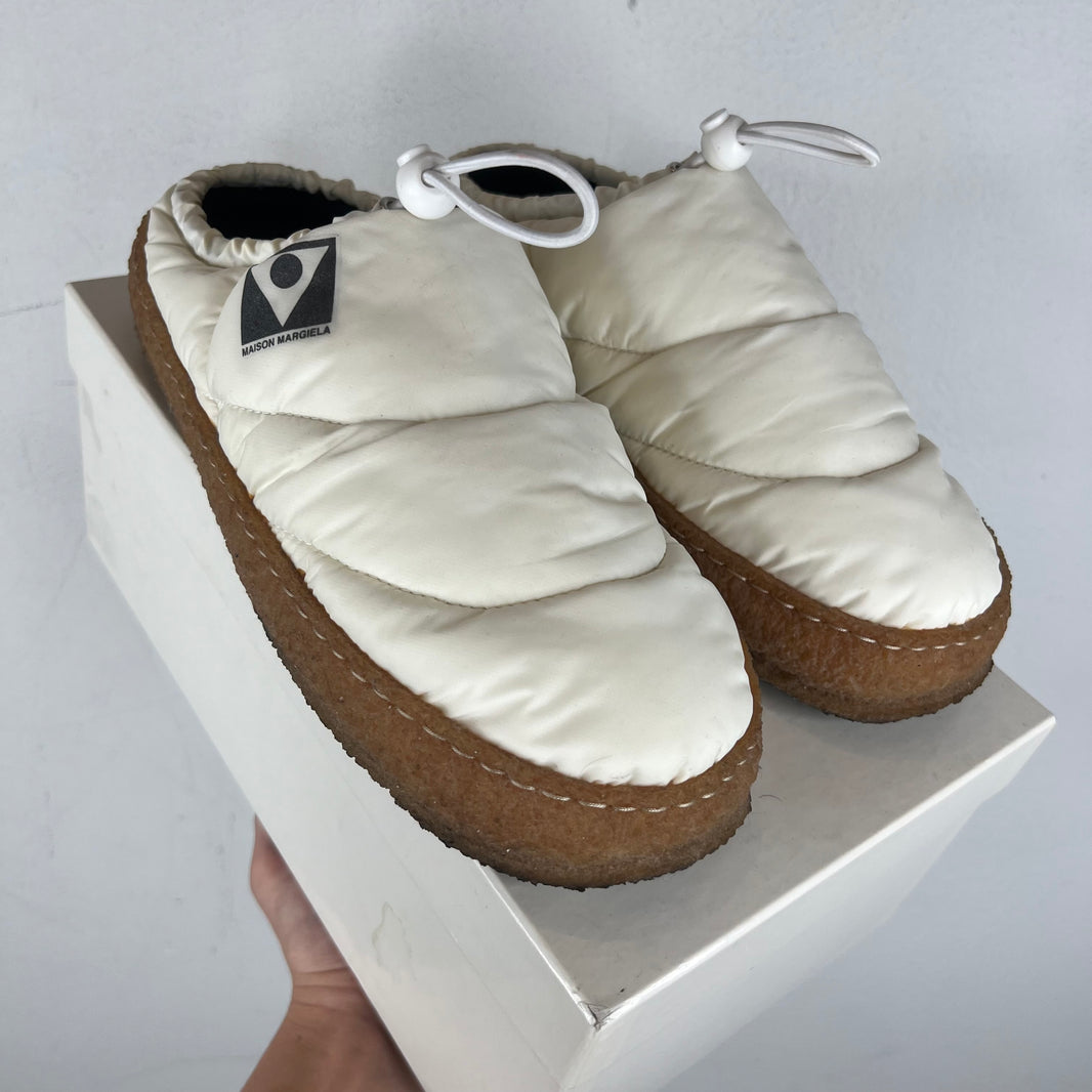 Margiela White Puffer Crepe Slip On Mules